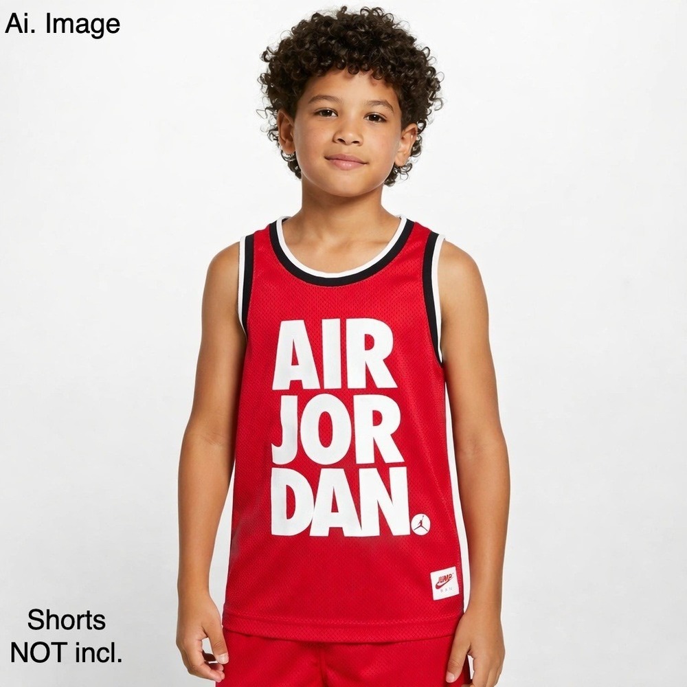 Air Jordan‎ Youth 8-10 Red Mesh Tank Top Jumpman Graphic Basketball Jersey retro